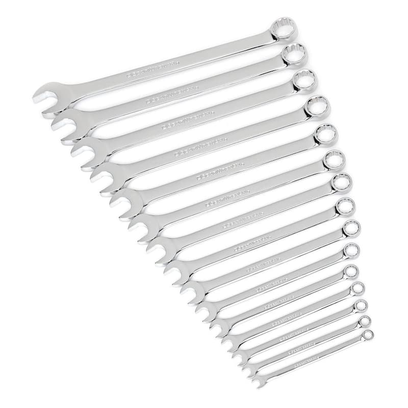 Juego de llaves combinadas GEARWRENCH de patrón largo de 12 puntos en medidas estándar (15 piezas) - 81901