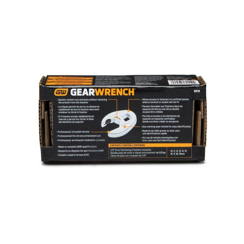 Set de llaves de corona de trinquete métricas GEARWRENCH de 3/8 pulgadas (10 piezas) - 89119
