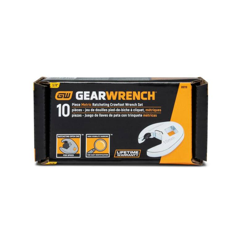 Set de llaves de corona de trinquete métricas GEARWRENCH de 3/8 pulgadas (10 piezas) - 89119