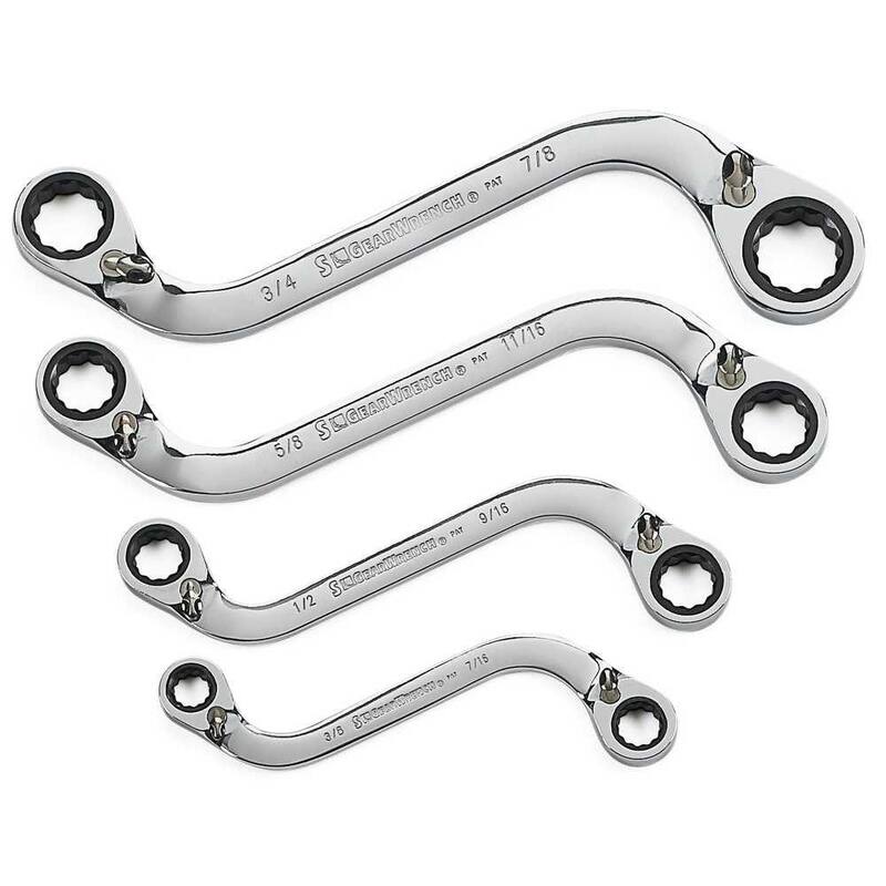 Set de llaves de trinquete doble en forma de S, reversibles, de 72 dientes y punto de 12 piezas en unidades del sistema inglés (SAE) GEARWRENCH (Juego de 4 piezas) - 85399