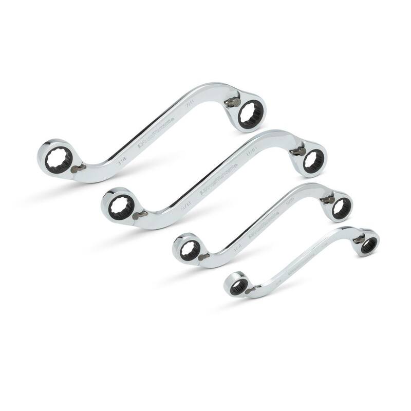 Set de llaves de trinquete doble en forma de S, reversibles, de 72 dientes y punto de 12 piezas en unidades del sistema inglés (SAE) GEARWRENCH (Juego de 4 piezas) - 85399