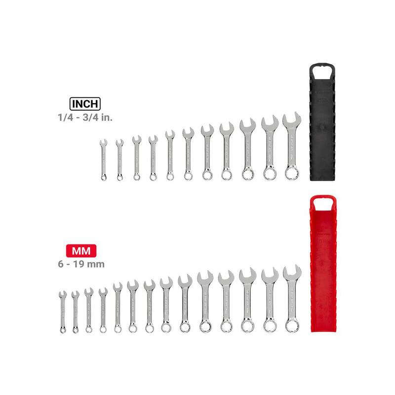 Juego de Llaves Combinadas TEKTON de 1/4 a 3/4 pulgadas y 6 a 19 mm con PortaLLaves (25 Piezas) - WCB92403