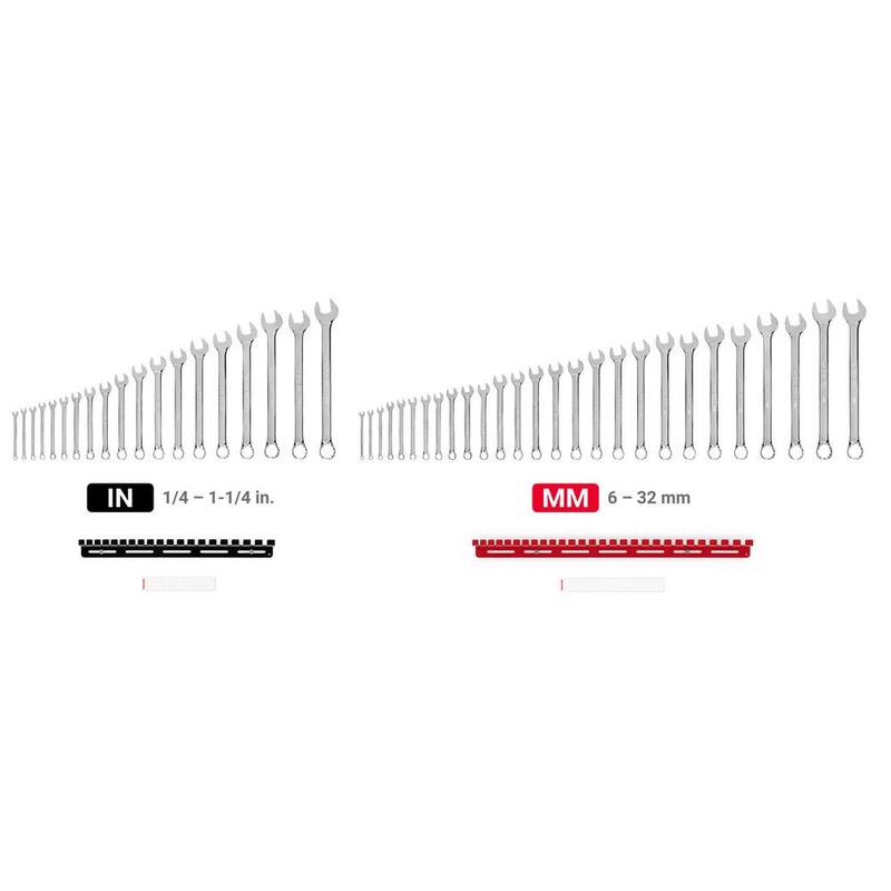 Juego de Llaves Combinadas TEKTON de 1/4 a 1-1/4 pulgadas, 6-32 mm con Soporte de Pared (46 Piezas) - WCB96301