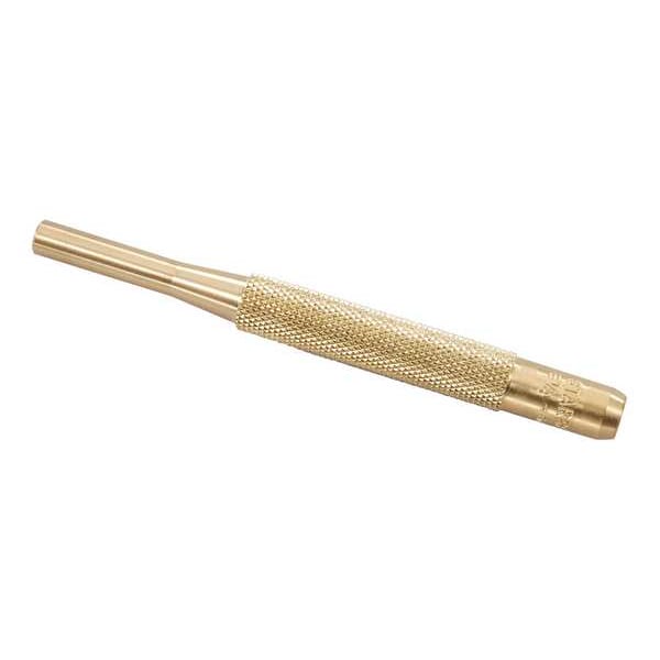 Starrett Brass Drive Pin Punch, 1/4 In Tip, 4 In L - B565G
