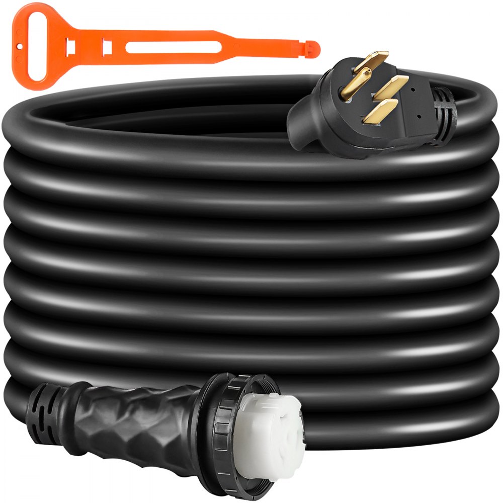 VEVOR 50FT 50 AMP RV Extension Cord,50 Amp RV Replacement Cord,6AWG/3C+8AWG/1C Twist Lock Cord with Molded Connector and Patented Handle,CSA Approved - HJLJQYT50X50DSK01V1