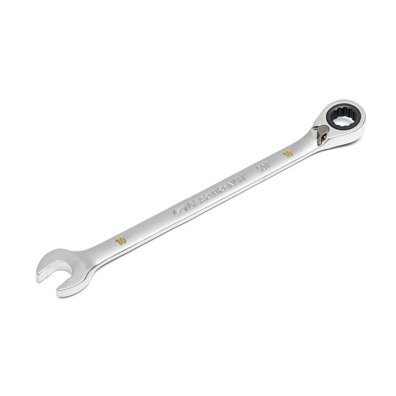 Juego de llaves combinadas reversibles GEARWRENCH métricas de 12 puntos con trinquete de 90 dientes y soporte (juego de 12 piezas) - 86627