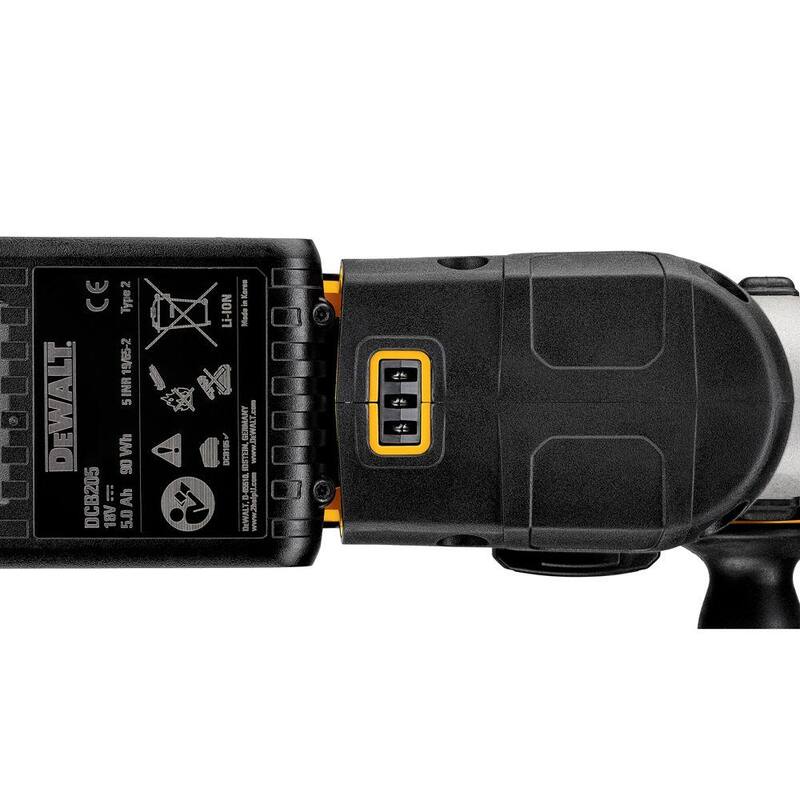 Martillo rotativo SDS Plus en L de 1 pulgada sin escobillas inalámbrico DEWALT 20V MAX XR con (2) baterías de 20V 5.0Ah y cargador - DCH273P2