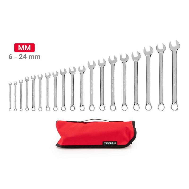 Juego de Llaves Combinadas TEKTON de 6 a 24 mm con Estuche (19 piezas) - WCB94202