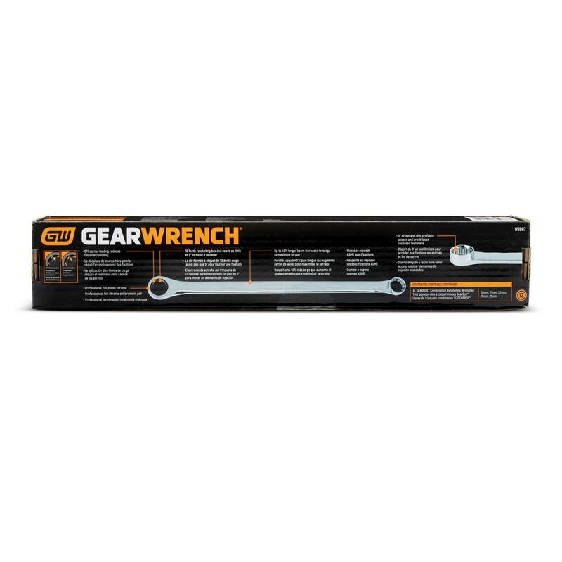 Juego de llaves combinadas de trinquete GearWrench de doble caja métricas de 12 puntos XL GearBox de 72 dientes (5 piezas) - 85987