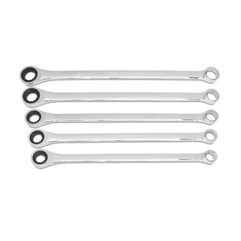 Juego de llaves combinadas de trinquete GearWrench de doble caja métricas de 12 puntos XL GearBox de 72 dientes (5 piezas) - 85987