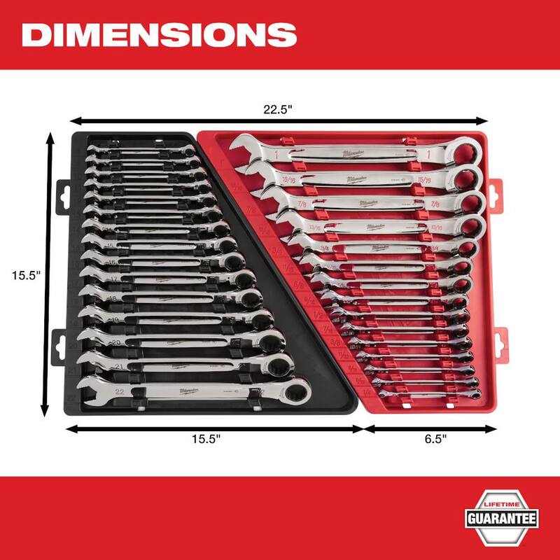 Juego de Llaves Combinadas Métricas con Trinquete Milwaukee con 1/4 pulgadas de Llave de Trinquete SAE/Métrica y Set de Herramientas de Mecánica con Ratchet y Socket (40 Piezas) - 48-22-9516-48-22-9044