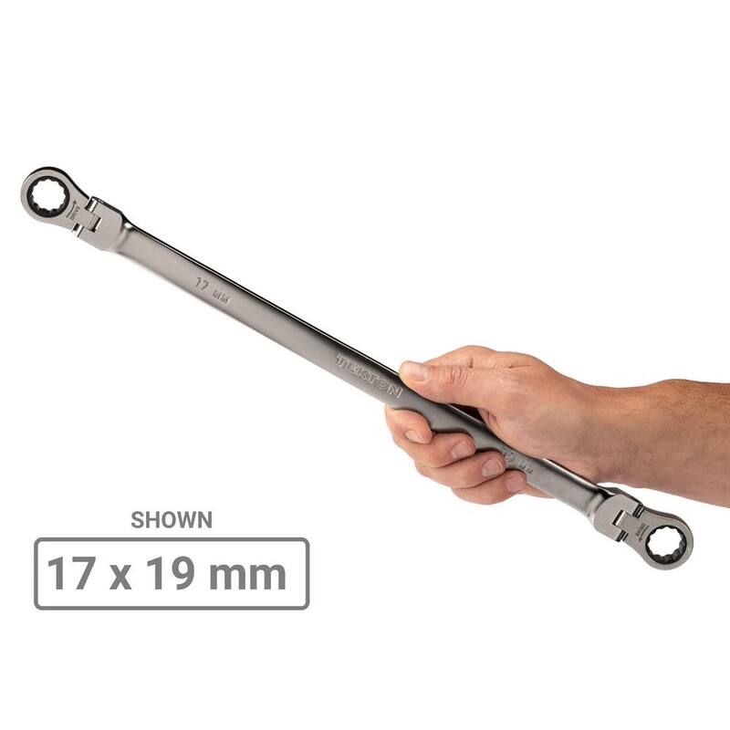 Juego de llaves de trinquete TEKTON de cabeza flexible larga de 12 puntas con 7 piezas (6-19 mm) - WRB96001