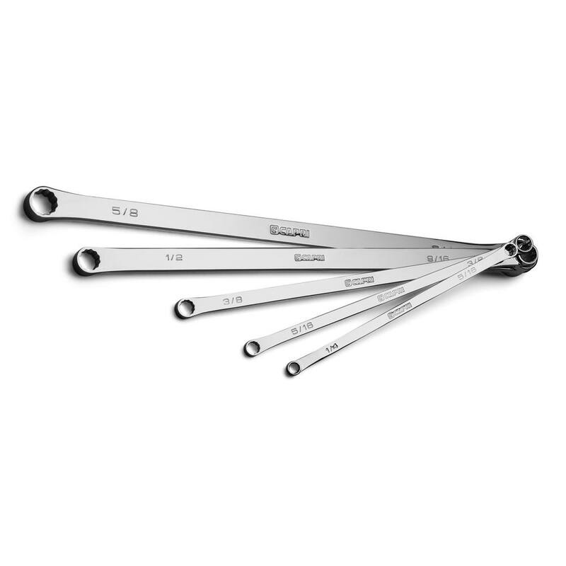 Juego de llaves de extremo de caja extra largas con offset de 0 grados de Capri Tools en medidas SAE (5 piezas) - CP11800-5SPK