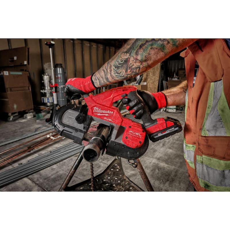 Martillo rotativo inalámbrico Milwaukee M18 FUEL 18V de iones de litio sin escobillas de 1 pulgada con sierra de banda compacta (2 herramientas) - 2912-20-2829-20.