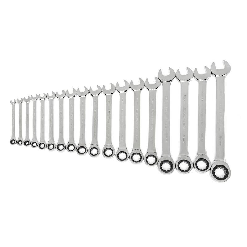 Juego de llaves inglesas métricas combinadas con trinquete de 72 dientes de 12 puntas (18 piezas) - 85890-02