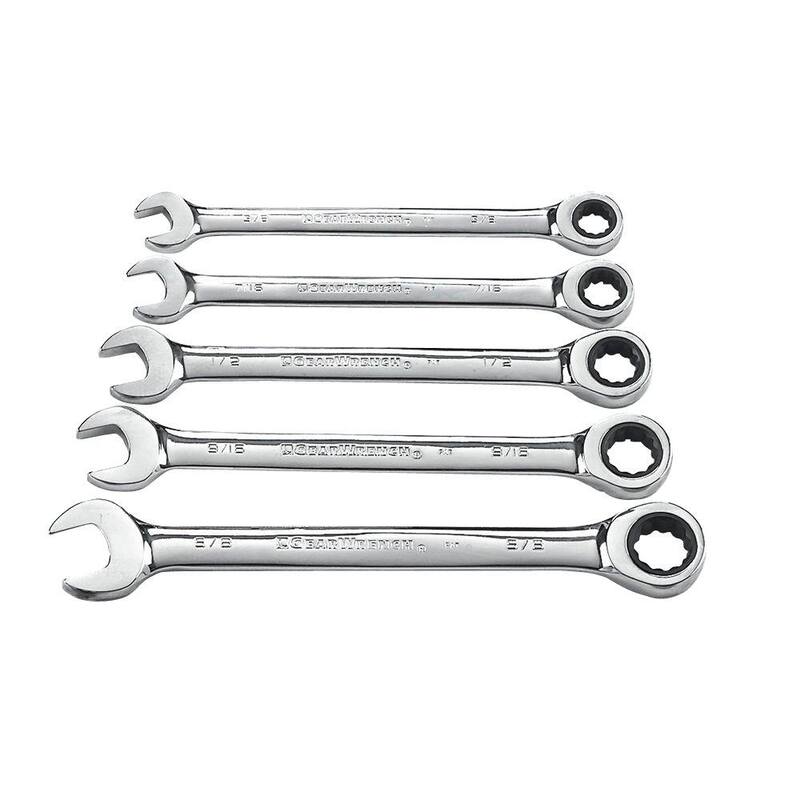 Juego de llaves de trinquete combinadas GEARWRENCH SAE de 72 dientes (5 piezas) - 93005