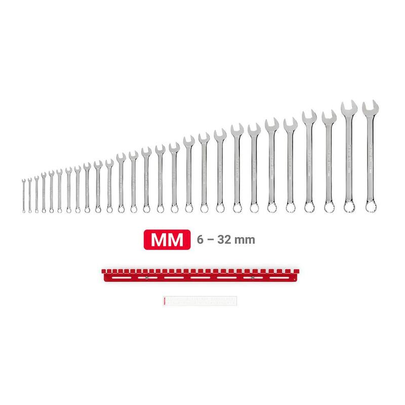 Juego de llaves combinadas TEKTON de 6 mm a 32 mm con colgador de pared (27 piezas) - WCB96201