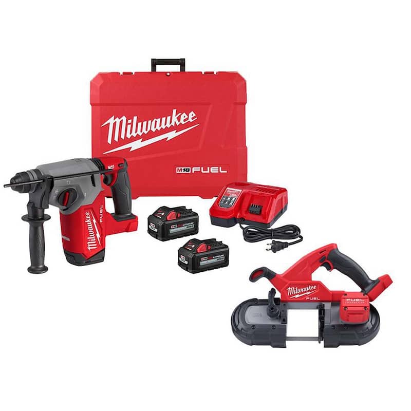 Milwaukee M18 FUEL 18V Lithium-Ion Brushless 1 in. Cordless SDS-Plus Rotary Hammer Kit w/FUEL Compact Bandsaw - 2912-22-2829-20

Milwaukee M18 FUEL 18V Lithium-Ion Brushless 1 in. Kit de martillo rotativo inalámbrico SDS-Plus con sierra de banda compacta FUEL - 2912-22-2829-20