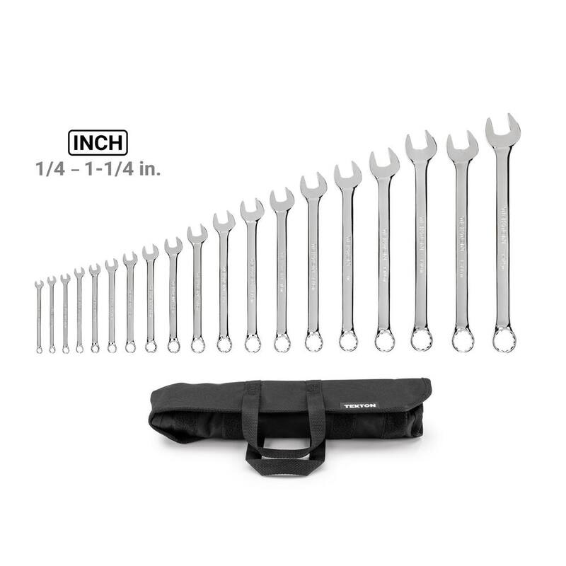 Juego de llaves combinadas TEKTON de 1/4 a 1-1/4 pulgadas con estuche (19 piezas) - WCB94103
