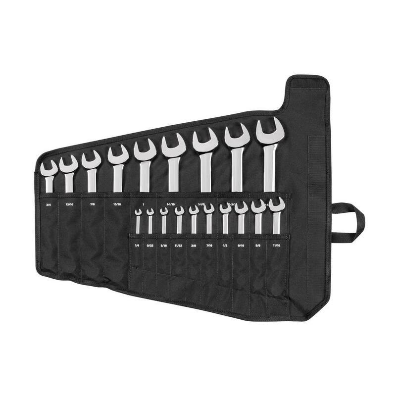 Juego de llaves combinadas TEKTON de 1/4 a 1-1/4 pulgadas con estuche (19 piezas) - WCB94103