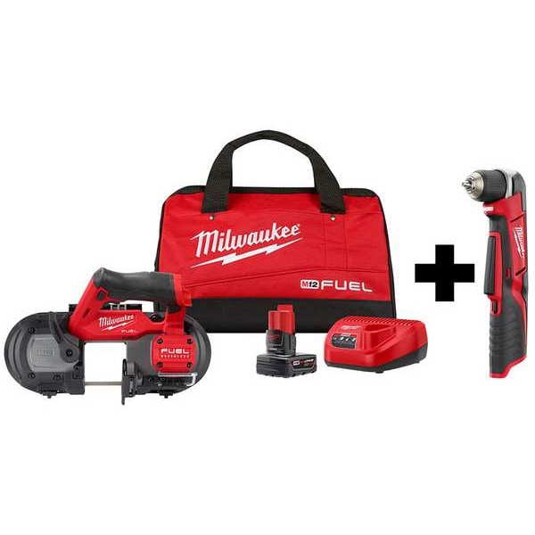 Milwaukee Tool M12 Band Saw Kit and Right Angle Drill - 2529-21XC, 2415-20