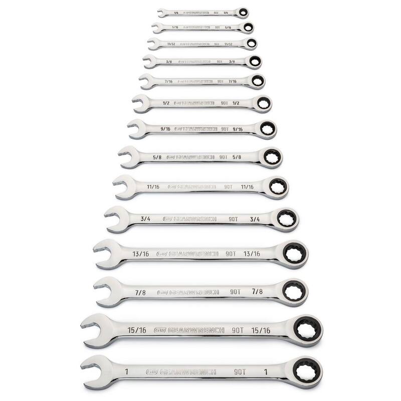Juego de herramientas GEARWRENCH combinación con trinquete de 90 dientes en pulgadas (14 piezas) - 86959