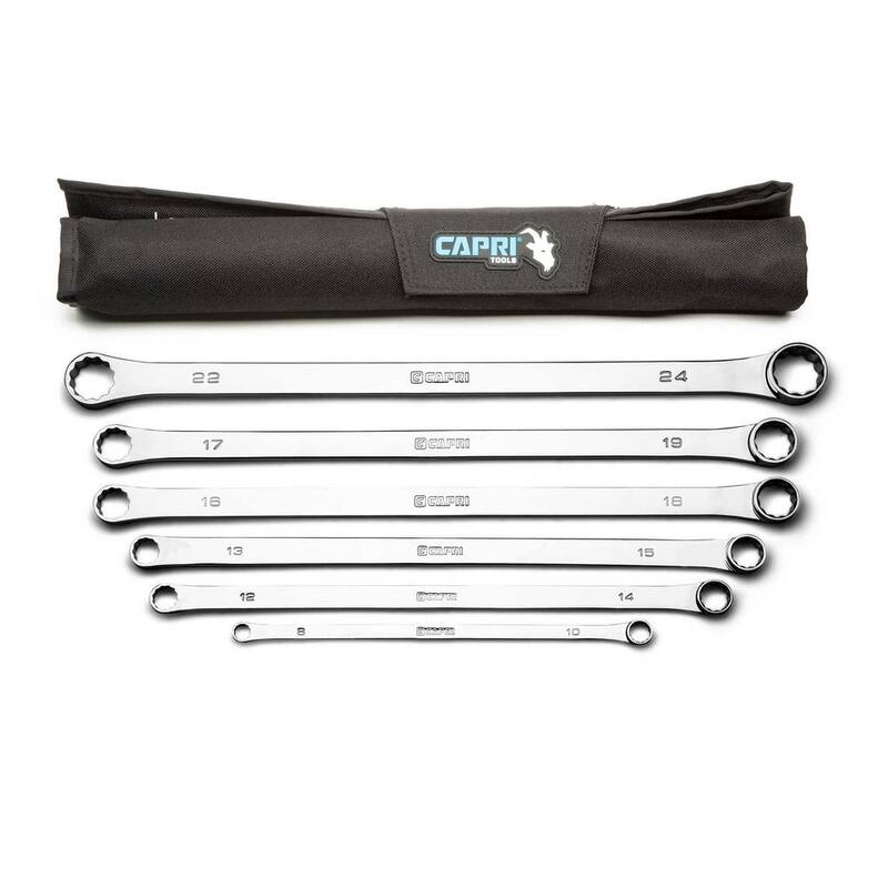 Juego de Llaves de Doble Caja de Extremo Extra Largo con Offset de 0 Grados de 8 mm a 24 mm Métricas de Capri Tools (6 Piezas) - CP11800-6MPK-JP