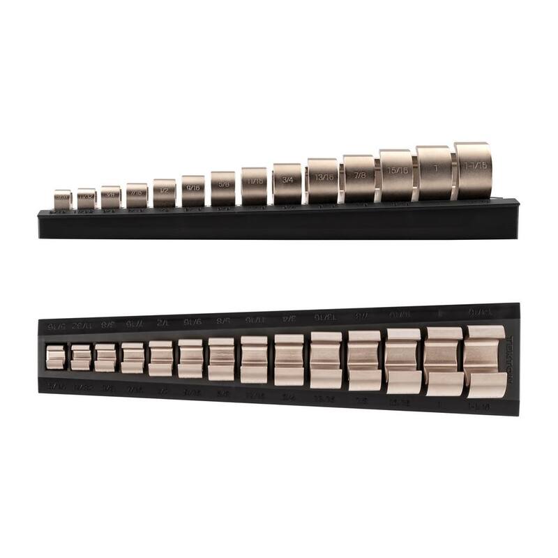 Llave de corona de brida TEKTON de 5/16 a 1-1/16 pulg. de 3/8 pulg. con unidad de trinquete de 6 puntos, juego de 14 piezas con rack - WCF92120