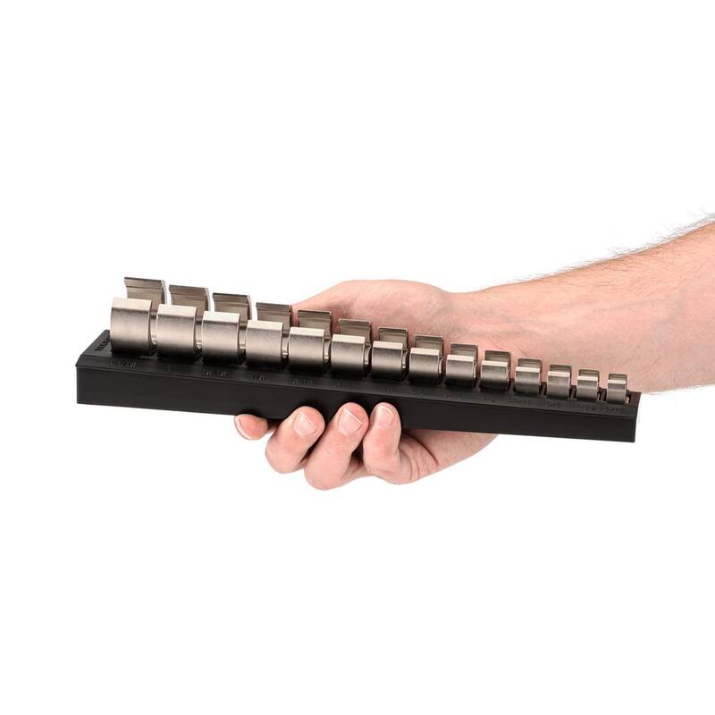 Llave de corona de brida TEKTON de 5/16 a 1-1/16 pulg. de 3/8 pulg. con unidad de trinquete de 6 puntos, juego de 14 piezas con rack - WCF92120