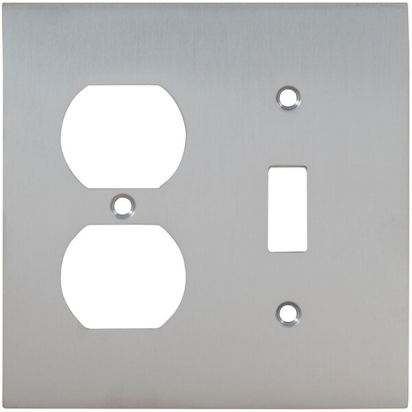 Placa de interruptor moderna de combinación Omnia, Número de cajas: 2, de latón macizo, acabado en cromo satinado - 8012/C.26D