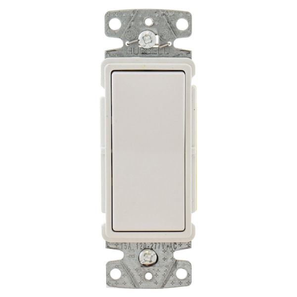 Hubbell Wiring Device-Kellems TradeSelect, Interruptores y Controles de Iluminación, Interruptor Decorativo, Grado Residencial, Interruptor basculante, Propósito General AC, Iluminado de Tres Vías, 15A 120/277V AC, Empuje Posterior y Lateral - RSD315ILW