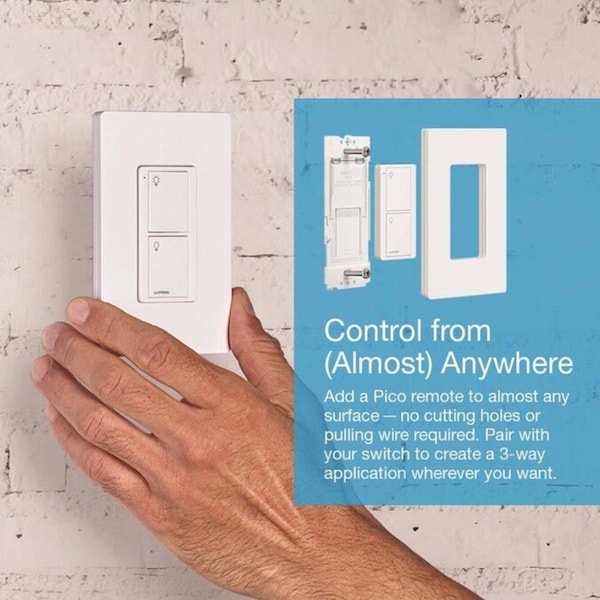 Interruptor basculante inalámbrico inteligente Lutron Caseta de 5 amperios para un solo polo, color blanco, paquete de 1 - PD-5ANS-WH-R