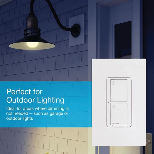 Interruptor basculante inalámbrico inteligente Lutron Caseta de 5 amperios para un solo polo, color blanco, paquete de 1 - PD-5ANS-WH-R