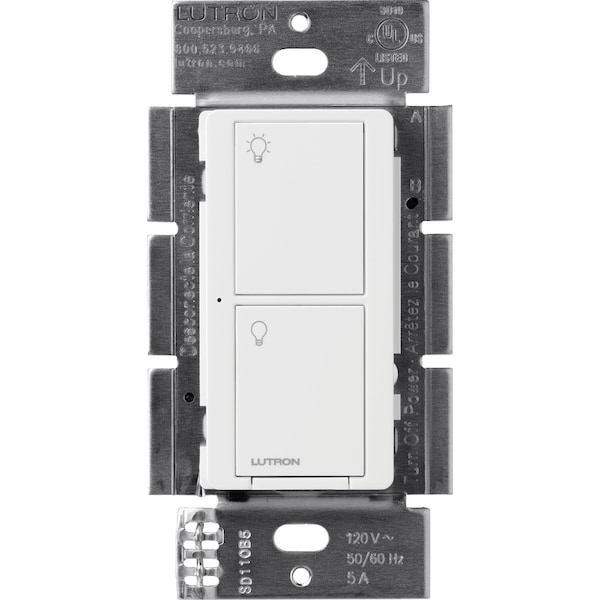Interruptor basculante inalámbrico inteligente Lutron Caseta de 5 amperios para un solo polo, color blanco, paquete de 1 - PD-5ANS-WH-R