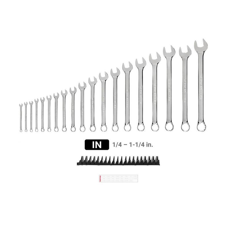 Juego de llaves combinadas TEKTON de 1/4 a 1-1/4 pulgadas con organizador modular ranurado (19 piezas) - WCB95103