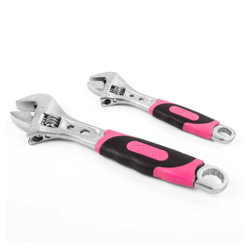 Juego de llaves ajustables Apollo en color rosa (2 piezas) - DT5007P