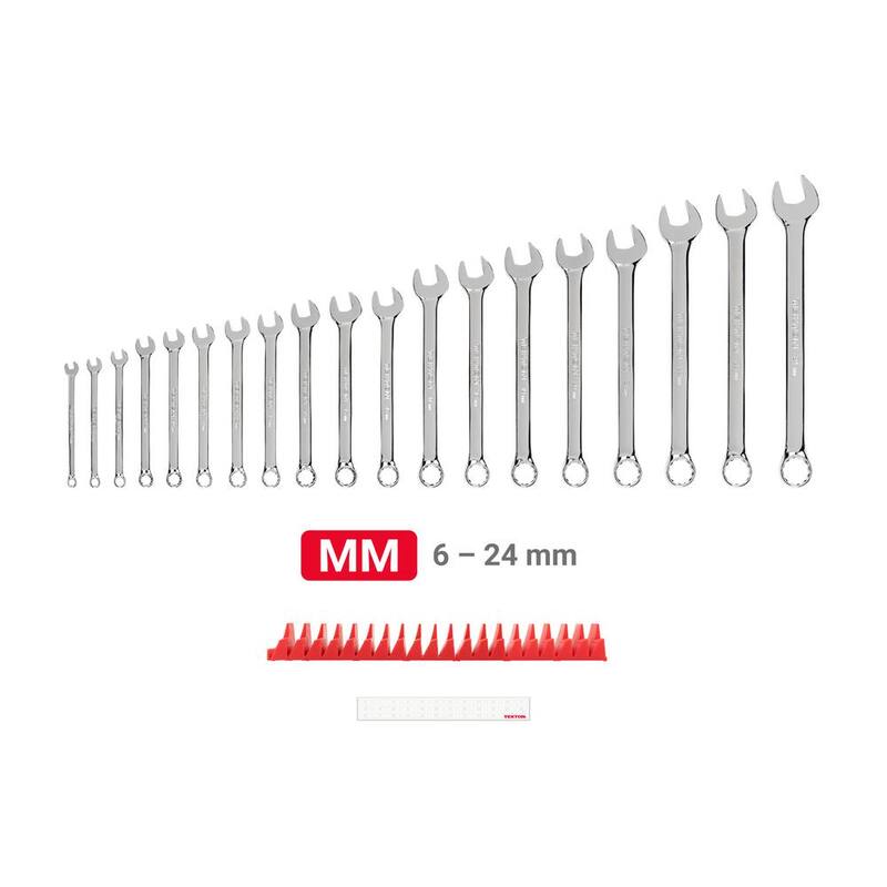 Juego de llaves combinadas TEKTON de 6 mm a 24 mm con organizador modular de ranuras (19 piezas) - WCB95202