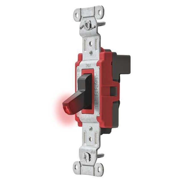 Hubbell Wiring Device-Kellems Pilot Lit Wall Swtch, 1-Pole, 120/277V, 20A - SNAP1221PLBK