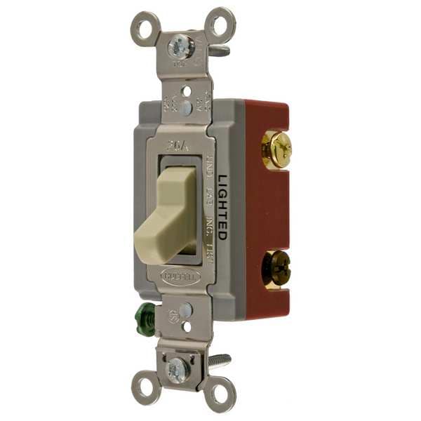 Interruptor de pared iluminado Hubbell Wiring Device-Kellems, de 3 vías, 20A, marfil - HBL1223IL