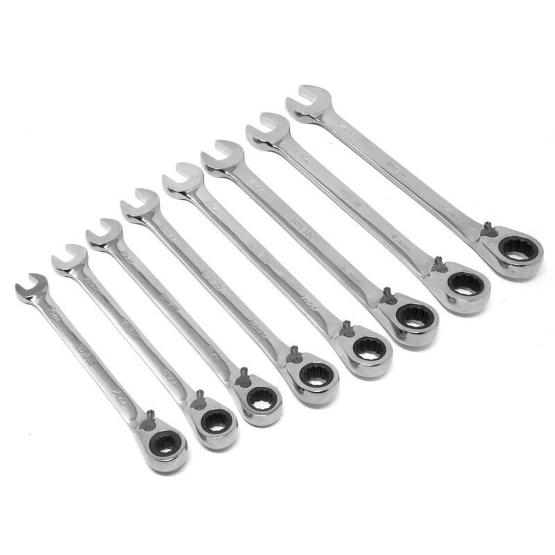 Juego de llaves combinadas métricas con trinquete reversible de calidad profesional de 16 piezas WEN con estuche de almacenamiento - WR162