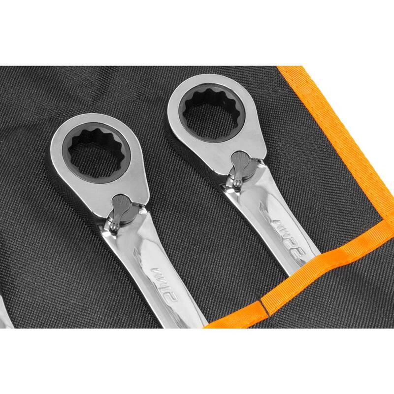 Juego de llaves combinadas métricas con trinquete reversible de calidad profesional de 16 piezas WEN con estuche de almacenamiento - WR162