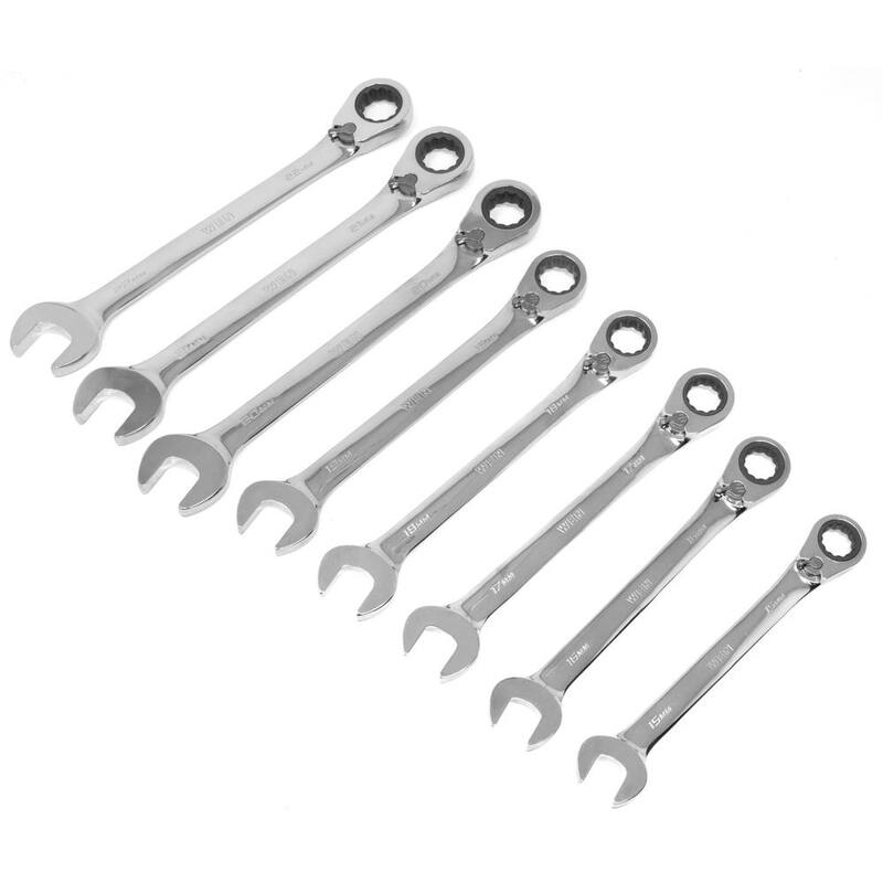 Juego de llaves combinadas métricas con trinquete reversible de calidad profesional de 16 piezas WEN con estuche de almacenamiento - WR162