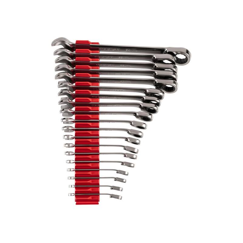 Set de Llaves Combinadas de Trinquete Reversibles de 12 Puntas TEKTON de 19 Piezas (6-24 mm) con Organizador Modular Ranurado - WRC94303