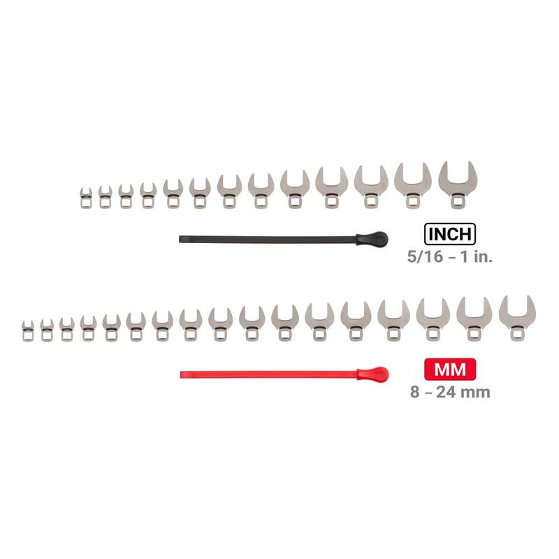 Set de Llaves de Corona TEKTON 5/16-1 pulg., 8-24 mm 3/8 pulg. con Llave (30 piezas) - WCF94302