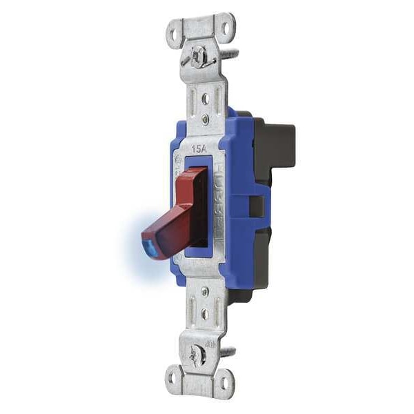Interruptor de pared iluminado Hubbell Wiring Device-Kellems, 1 polo, 15A, color rojo - SNAP1201ILRNA