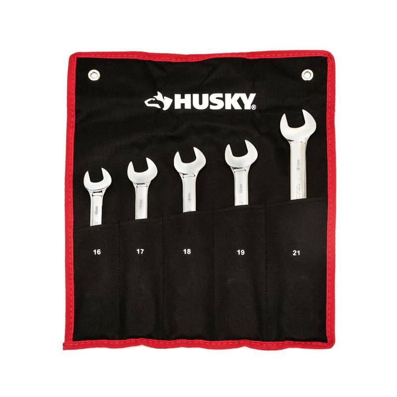 Juego de llaves de trinquete métricas grandes reversibles de 72 dientes Husky (5 piezas) - HRRW5PCMMLG