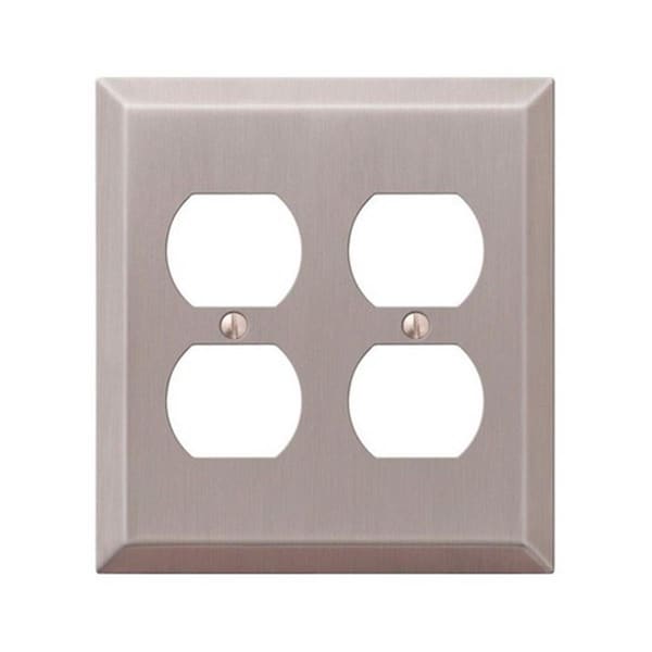 Placa de pared de acero estampado con doble toma de corriente, níquel cepillado - Livewire 163DDBN