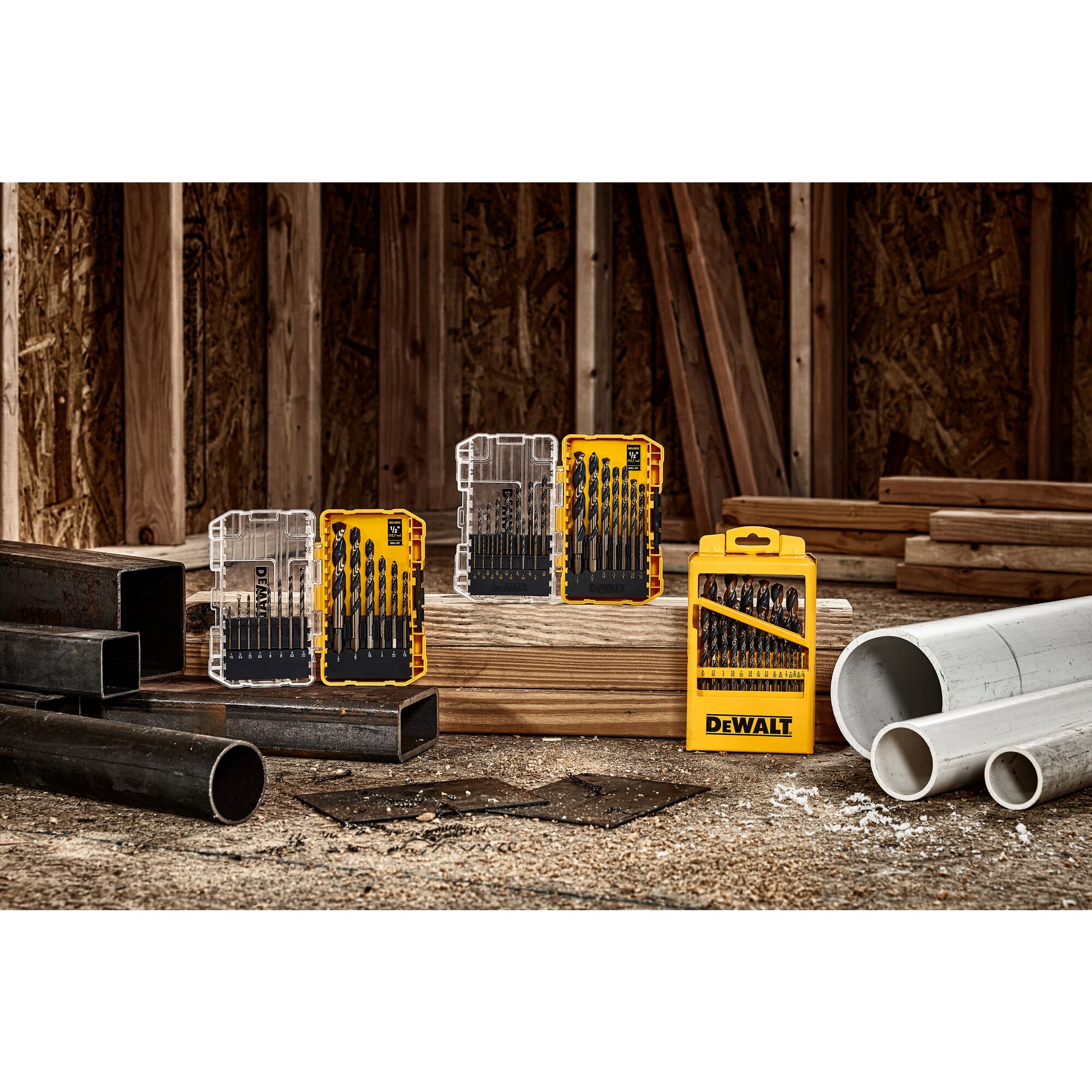 DEWALT Juego de 14 piezas de brocas helicoidales recubiertas de negro y dorado HSS de longitud estándar Jobber - DWA1184