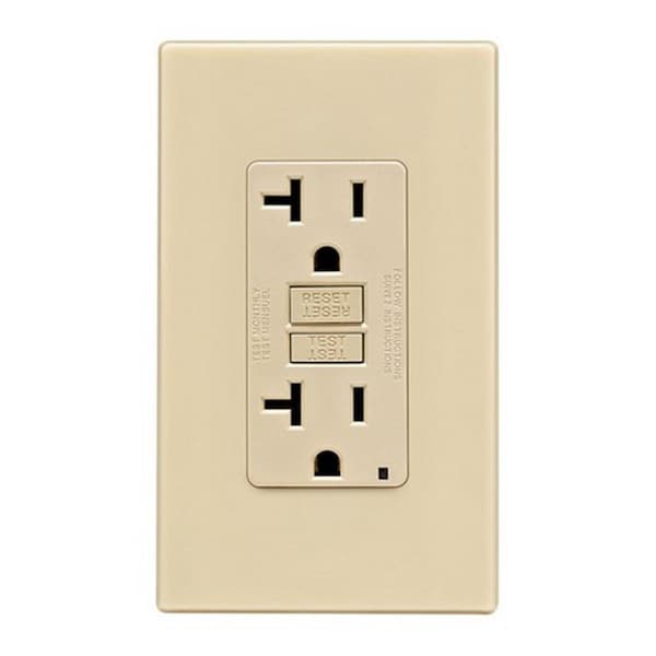 Ezgeneration GFNT2-0PI 20 amperios 125 V Placa de pared sin tornillos Receptor GFCI marfil - EZ155867
