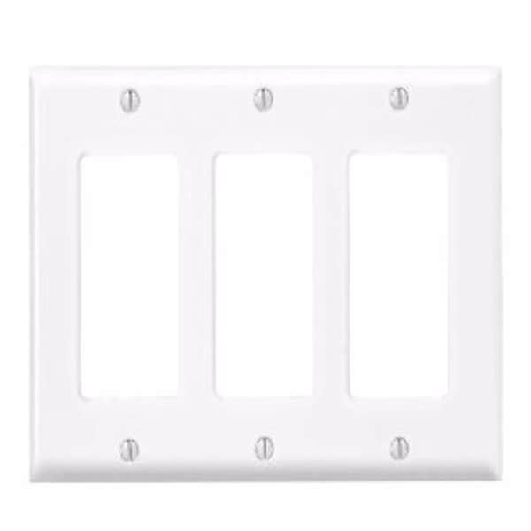 Placa de pared Decora de plástico termofijado con recubrimiento en polvo protector de 3 gang en blanco - EZ2742783